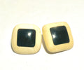 Vintage Clip-On Earrings – Cream & Black Geometric Design