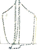 Long Black Glass Bead Necklace Pink Accent Beads Boho Chain Statement Jewelry
