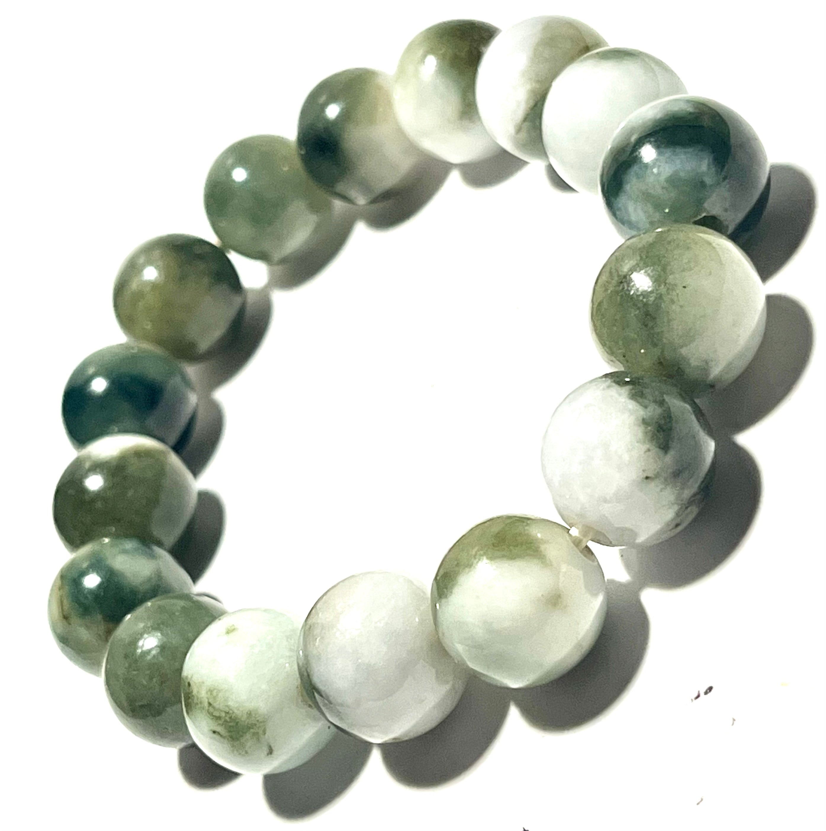 Green Jade Style Beaded Bracelet – Natural Stone Stretch Bracelet 10mm Beads