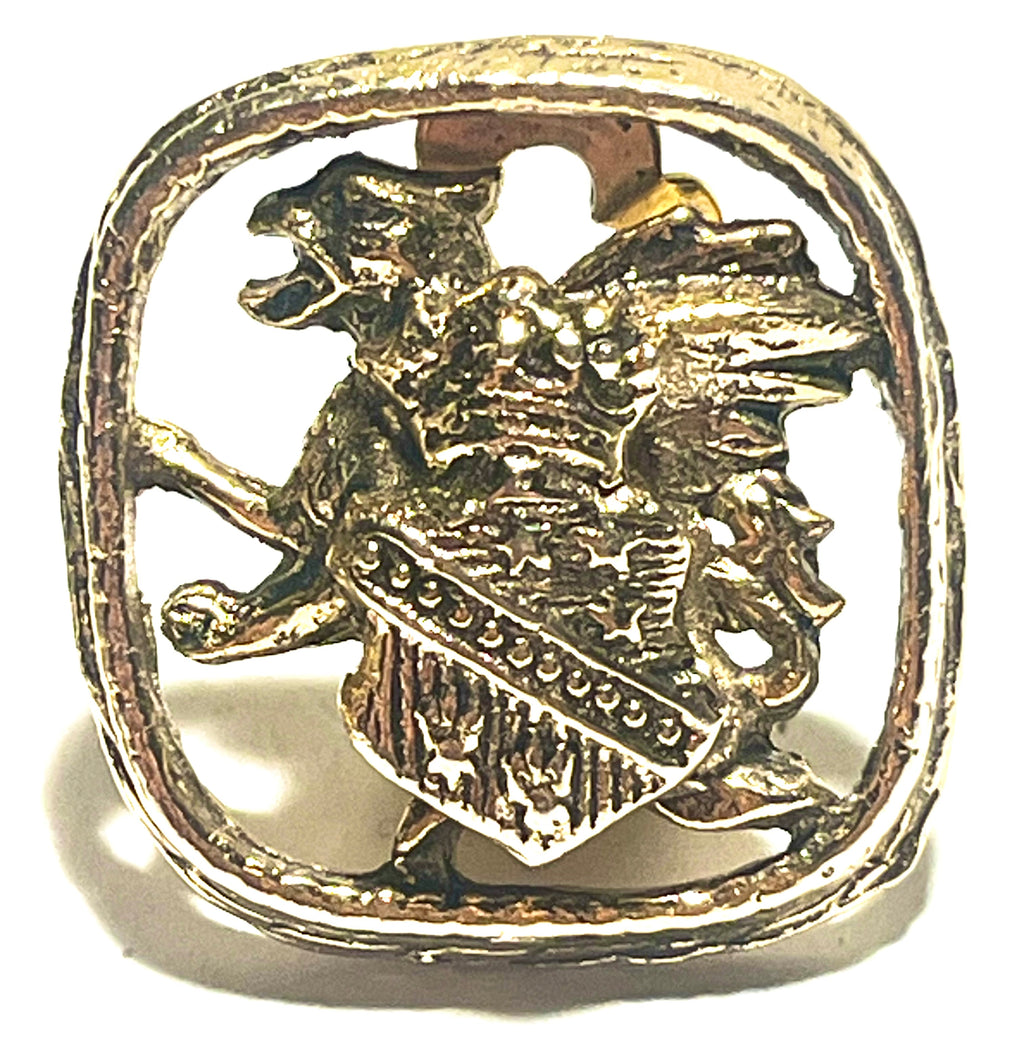 Vintage Gold Tone Heraldic Lion Crest Clip-On Earrings – Coat of Arms Medieval Style