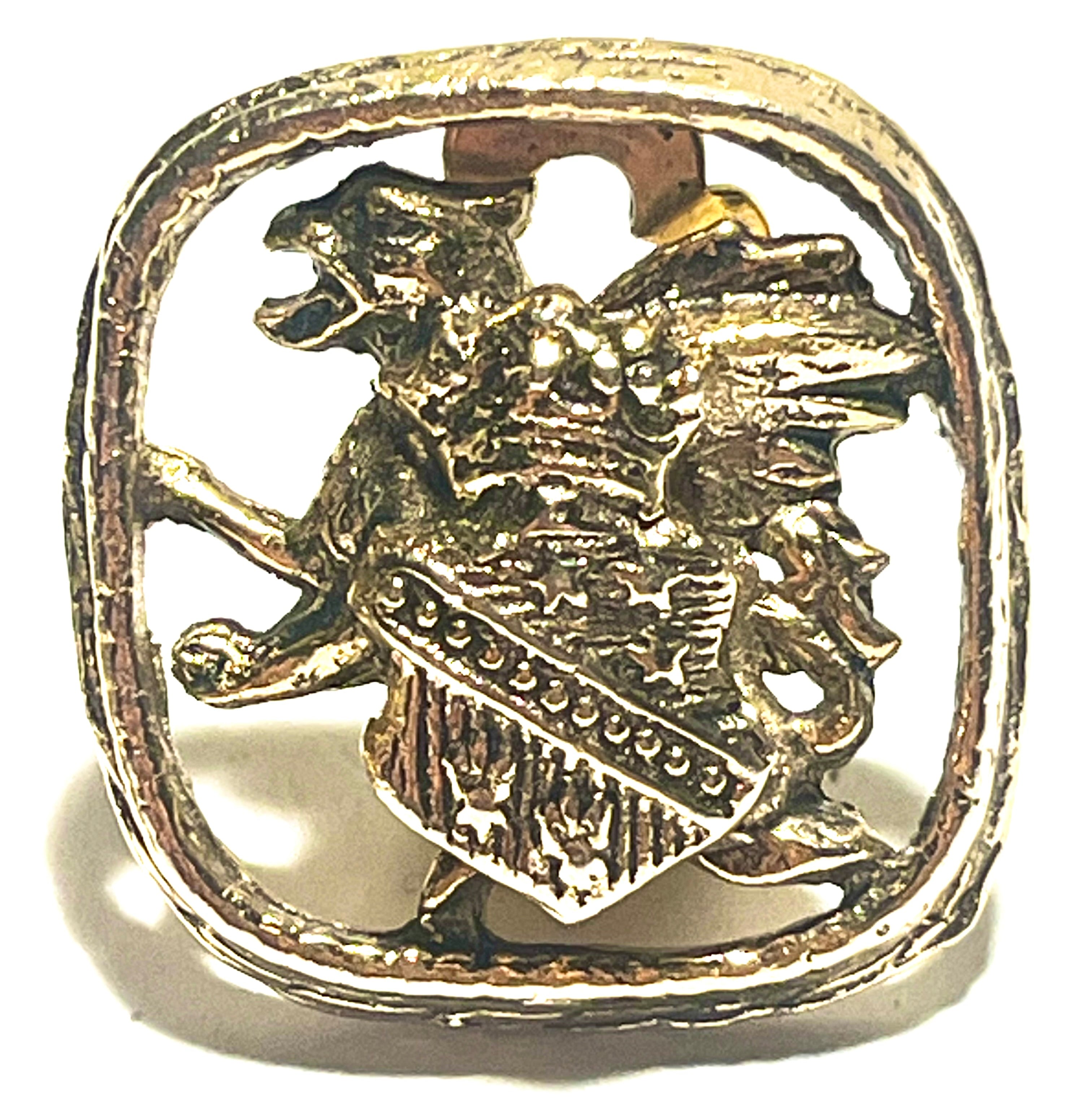 Vintage Gold Tone Heraldic Lion Crest Clip-On Earrings – Coat of Arms Medieval Style