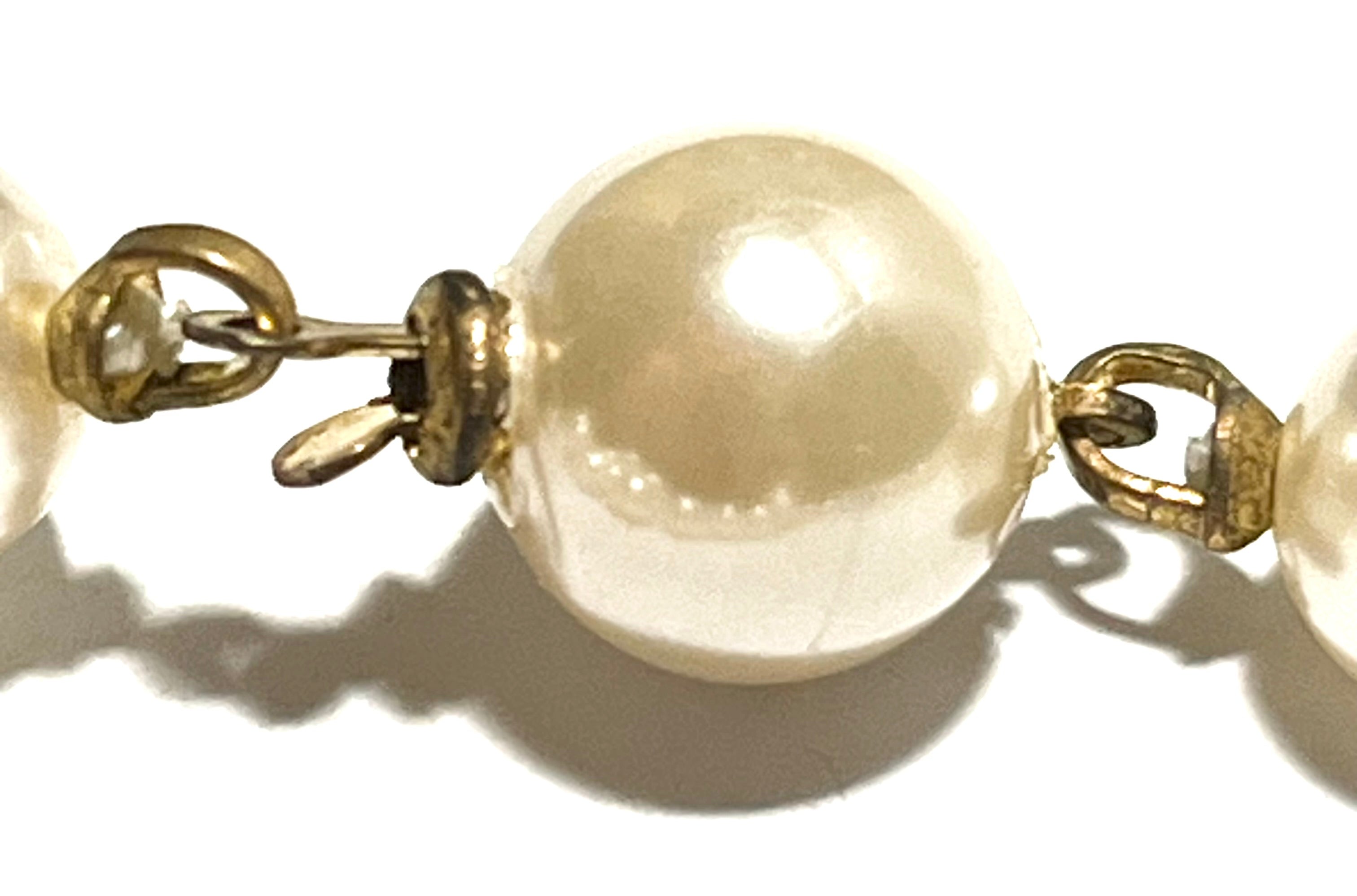 Vintage Faux Pearl Opera Necklace Ivory Beaded Strand Mid Century Costume Jewelry