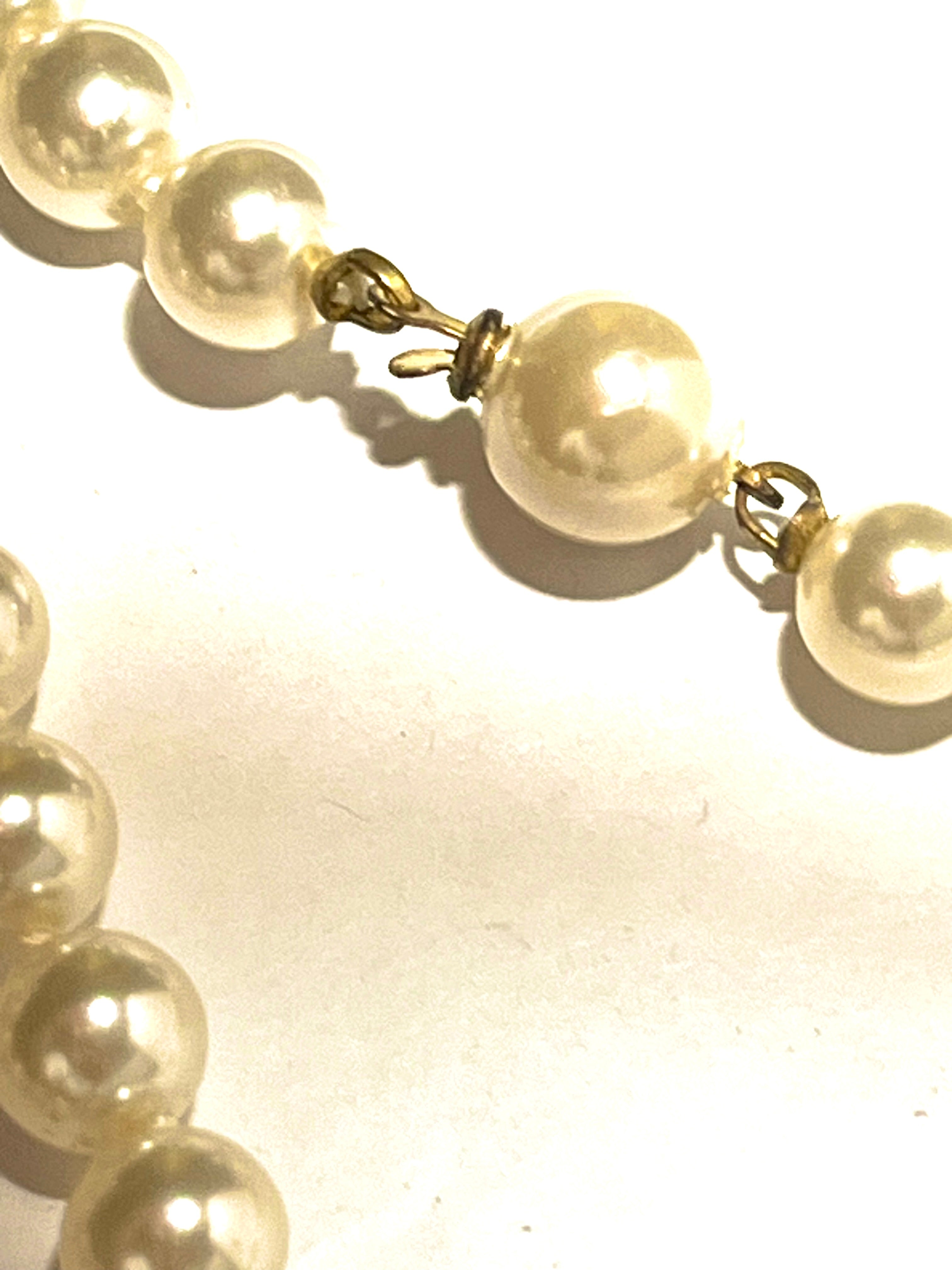 Vintage Faux Pearl Opera Necklace Ivory Beaded Strand Mid Century Costume Jewelry