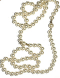 Vintage Faux Pearl Opera Necklace Ivory Beaded Strand Mid Century Costume Jewelry