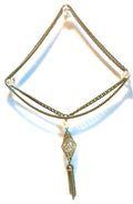 Vintage Filigree Tassel Necklace Faux Pearl Art Deco Revival Statement Jewelry