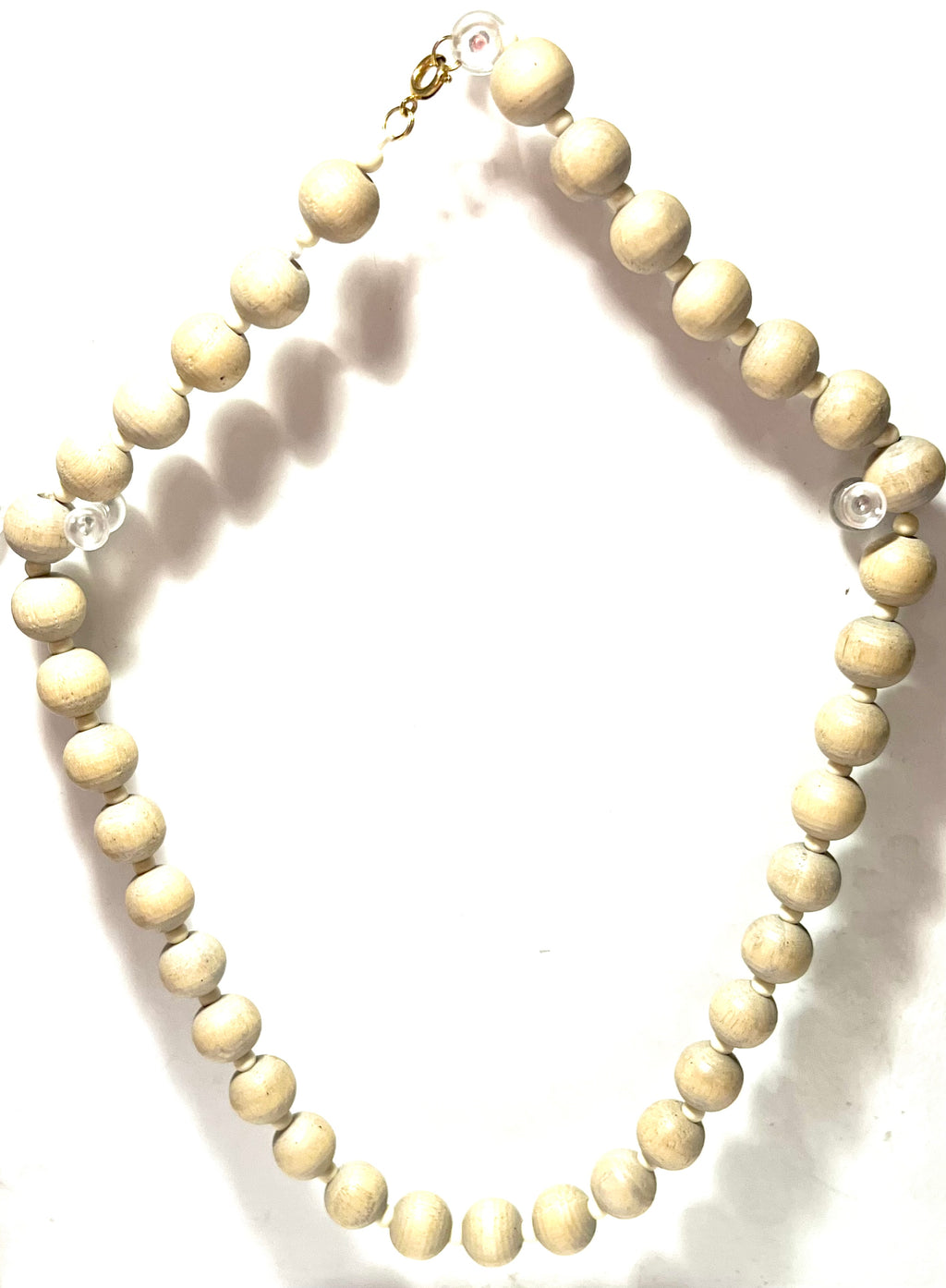 Vintage Graduated Wooden Bead Necklace Natural Wood Boho Minimalist Artisan Jewelry