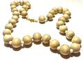 Vintage Graduated Wooden Bead Necklace Natural Wood Boho Minimalist Artisan Jewelry