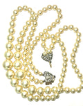 Vintage Double Strand Faux Pearl Necklace Graduated Ivory Beads Silver Tone Clas