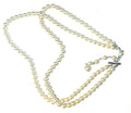 “Vintage Japan Double Strand Faux Pearl Necklace Adjustable Extender Mid Centur