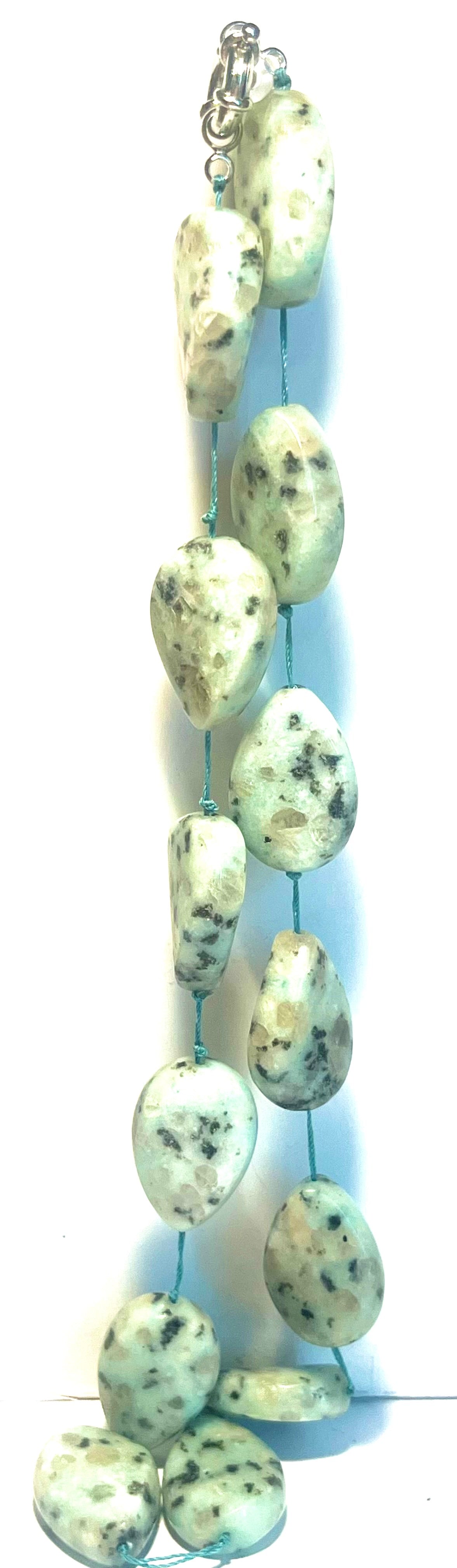 Genuine Kiwi Jasper Nugget Necklace Chunky Natural Stone Statement Bead