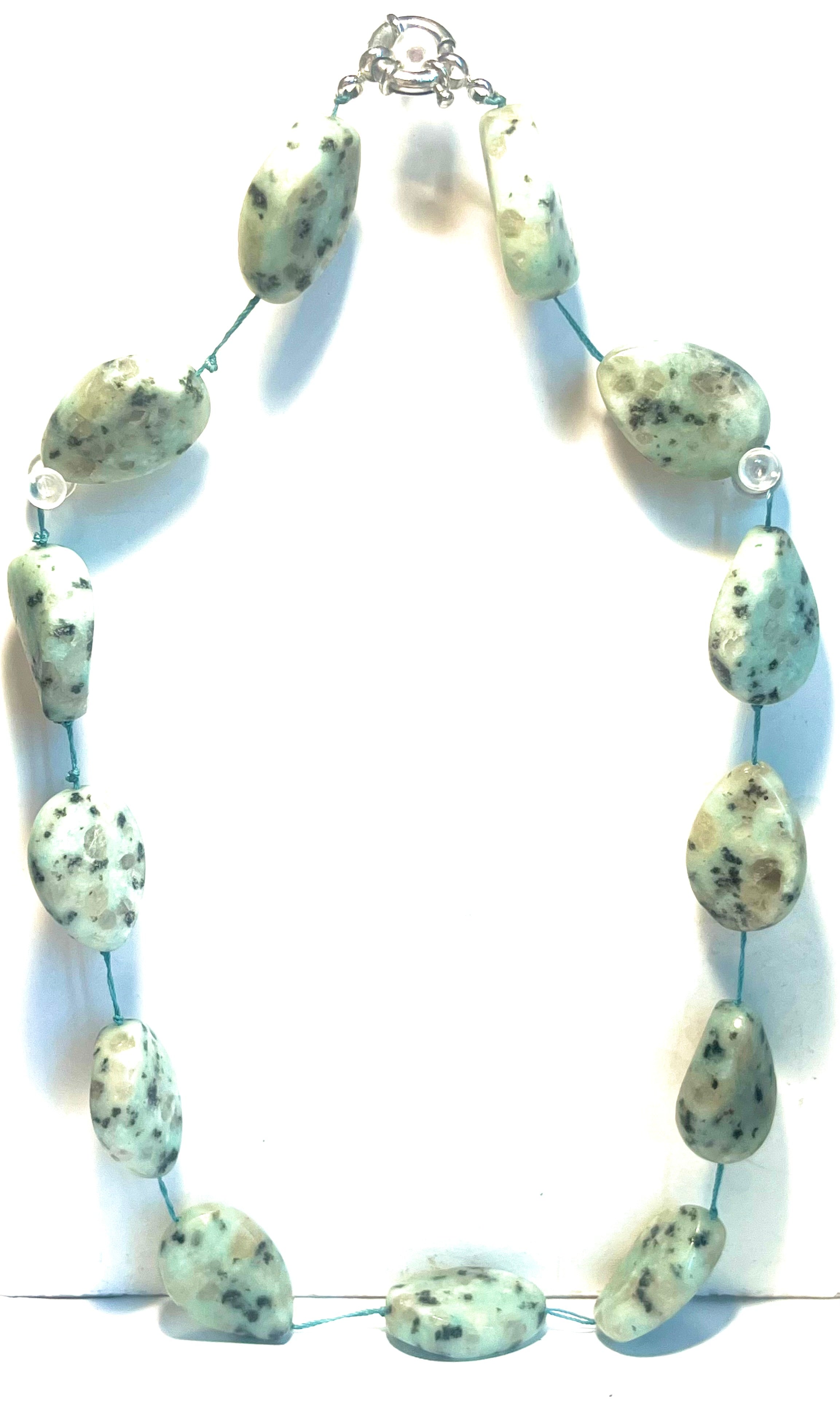 Genuine Kiwi Jasper Nugget Necklace Chunky Natural Stone Statement Bead