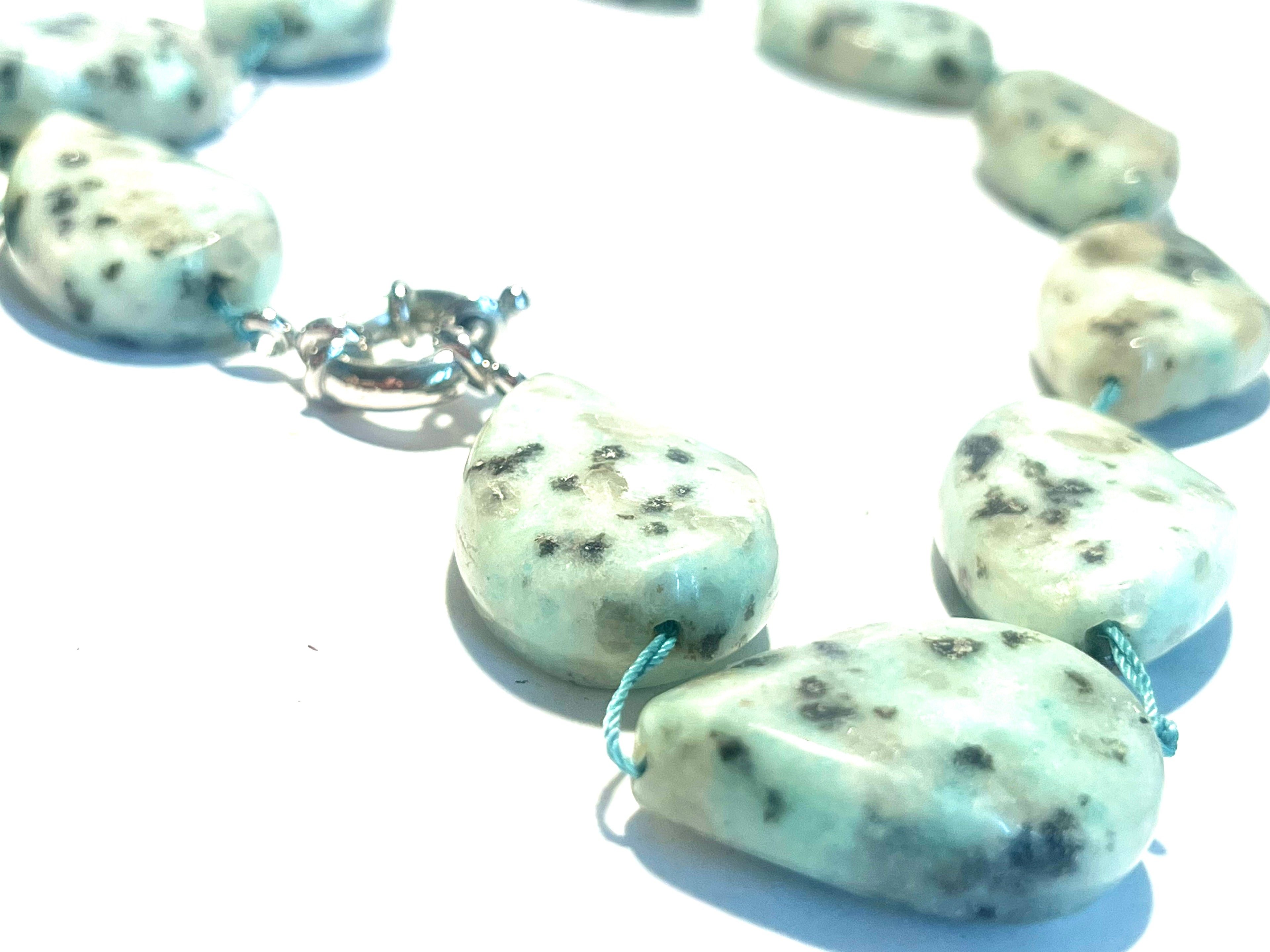 Genuine Kiwi Jasper Nugget Necklace Chunky Natural Stone Statement Bead