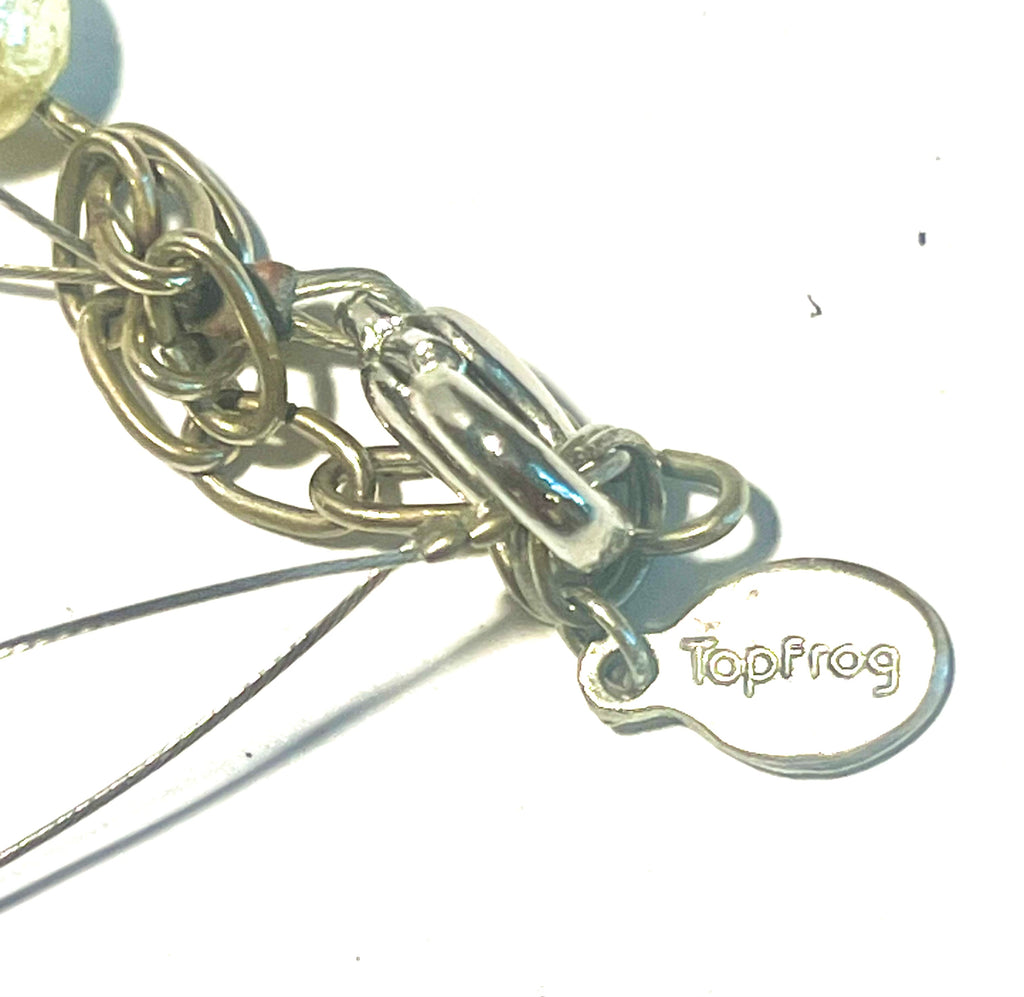 TopFrog Green Glass & Faux Pearl Floating Wire Necklace – Modern Layered Bead Necklace