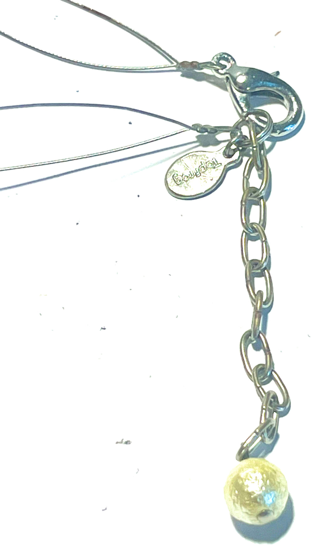 TopFrog Green Glass & Faux Pearl Floating Wire Necklace – Modern Layered Bead Necklace