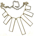 Geometric White Statement Necklace Gold Tone – Modern Bib Style Adjustable Necklace