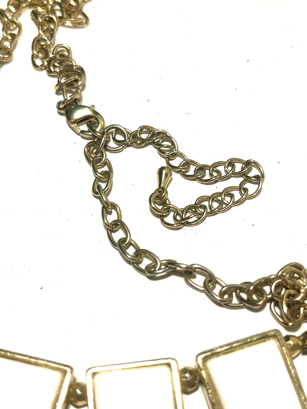 Geometric White Statement Necklace Gold Tone – Modern Bib Style Adjustable Necklace