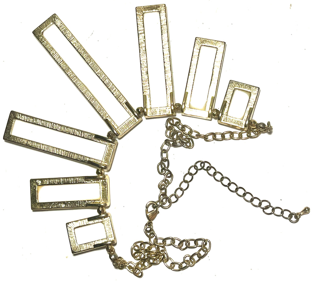 Geometric White Statement Necklace Gold Tone – Modern Bib Style Adjustable Necklace