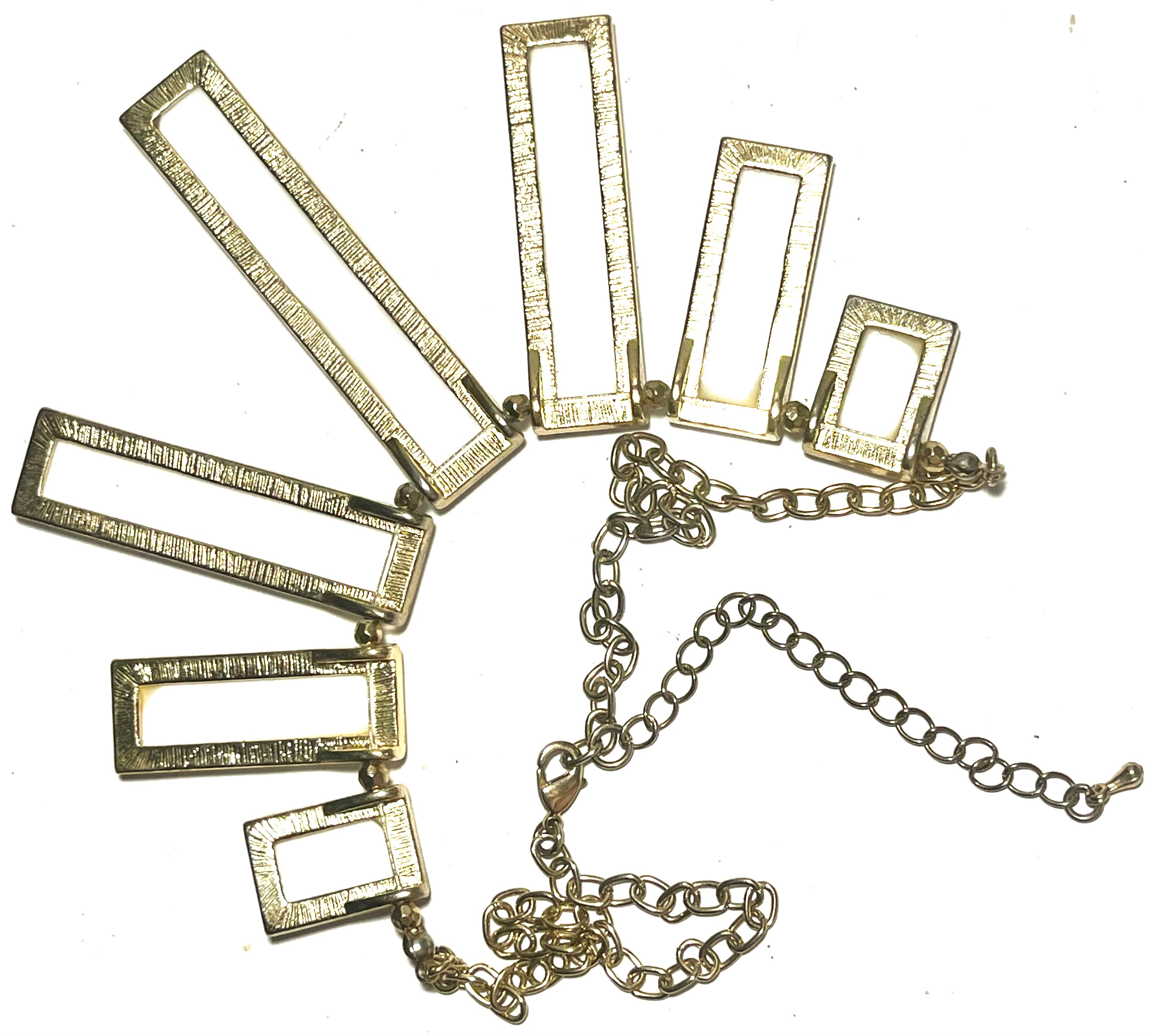 Geometric White Statement Necklace Gold Tone – Modern Bib Style Adjustable Necklace