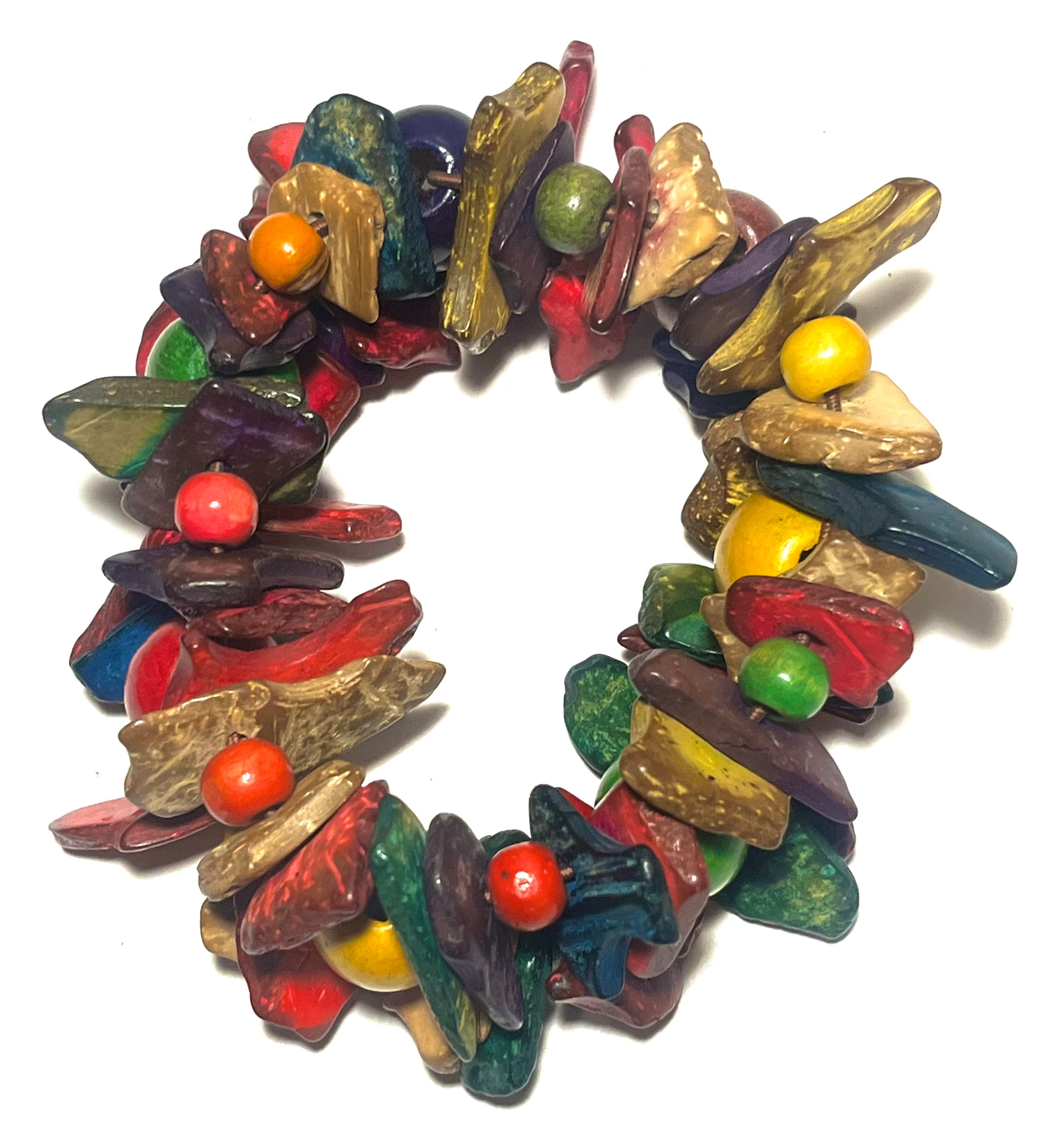 Colorful Shell Chip Stretch Bracelet – Boho Tropical Statement Bracelet Multicolor