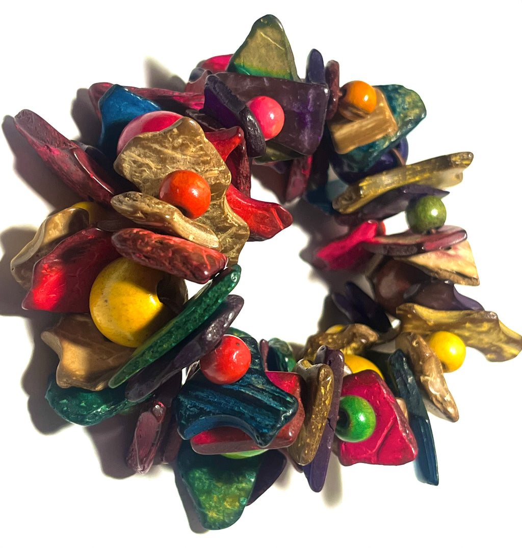 Colorful Shell Chip Stretch Bracelet – Boho Tropical Statement Bracelet Multicolor