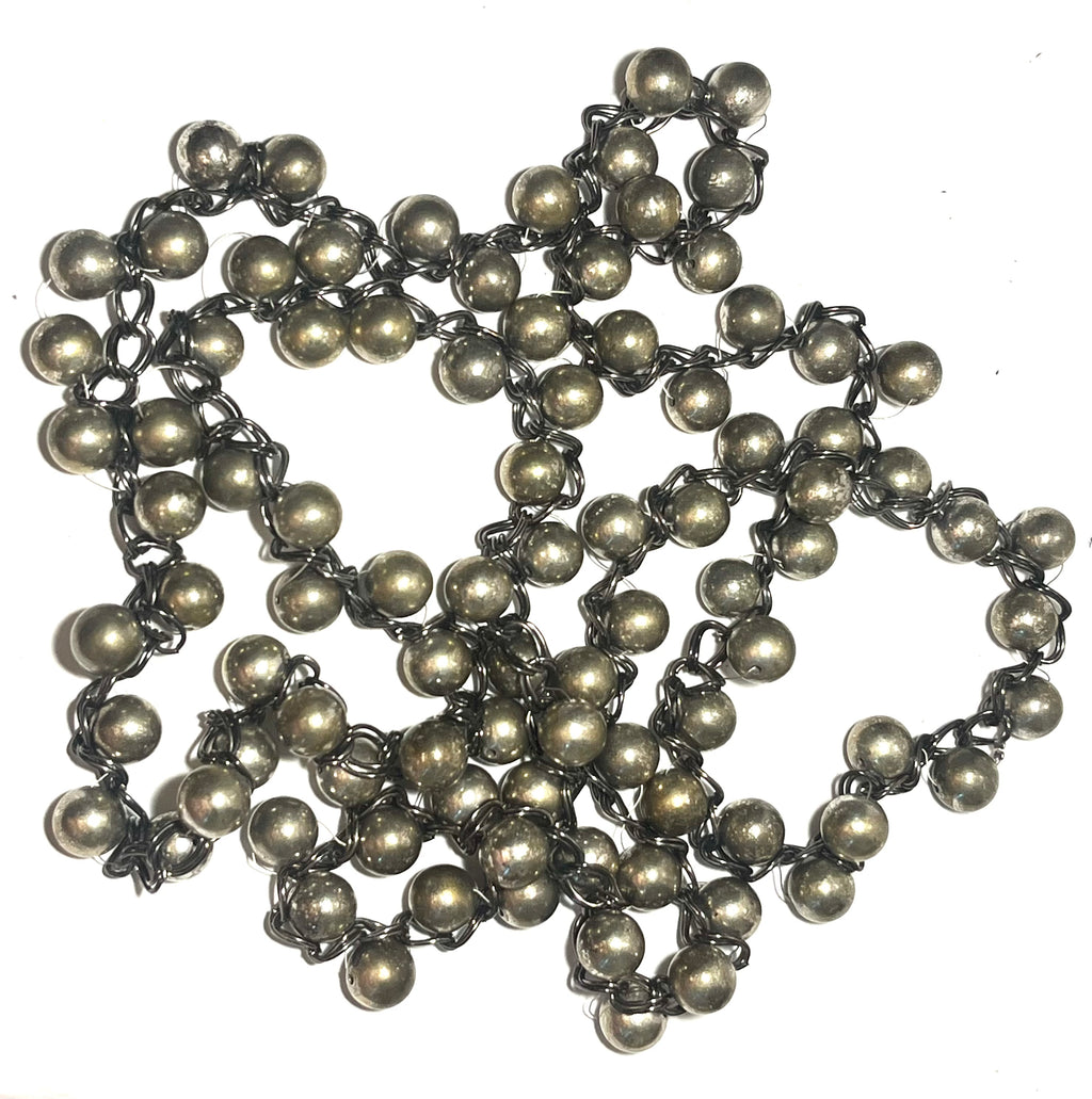 Vintage Long Silver Tone Ball Bead Chain Necklace – Multi Strand Sautoir Style Statement Necklace