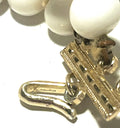 Vintage Japan Triple Strand White Milk Glass Bead Necklace Heavy Mid-Century Statement Necklace