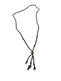 Vintage Style Beaded Lariat Necklace Butterfly Leaf Pinecone Charms Boho Woodland