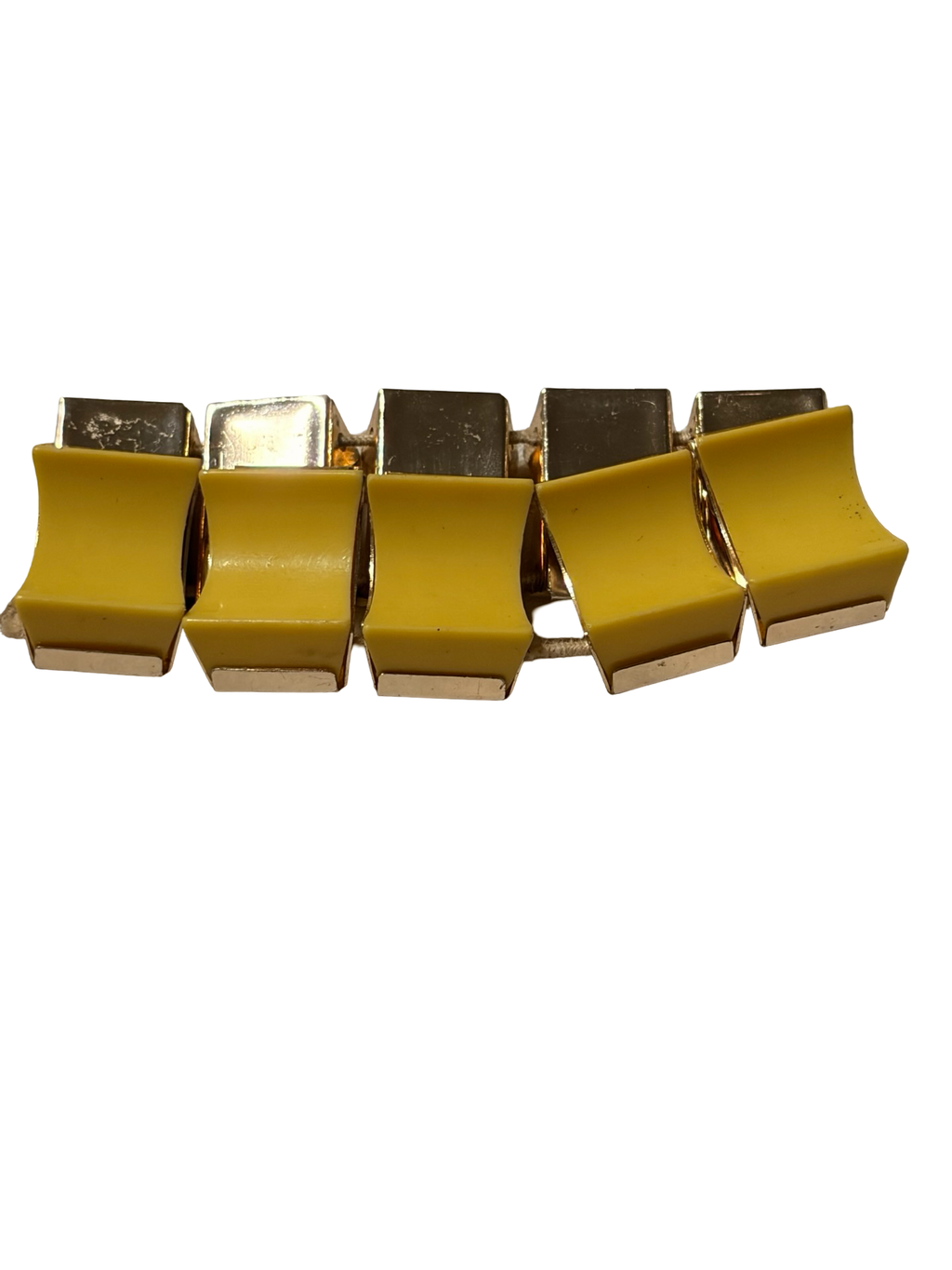 Vintage West Germany Yellow Lucite Geometric Stretch Bracelet Mid Century Modern
