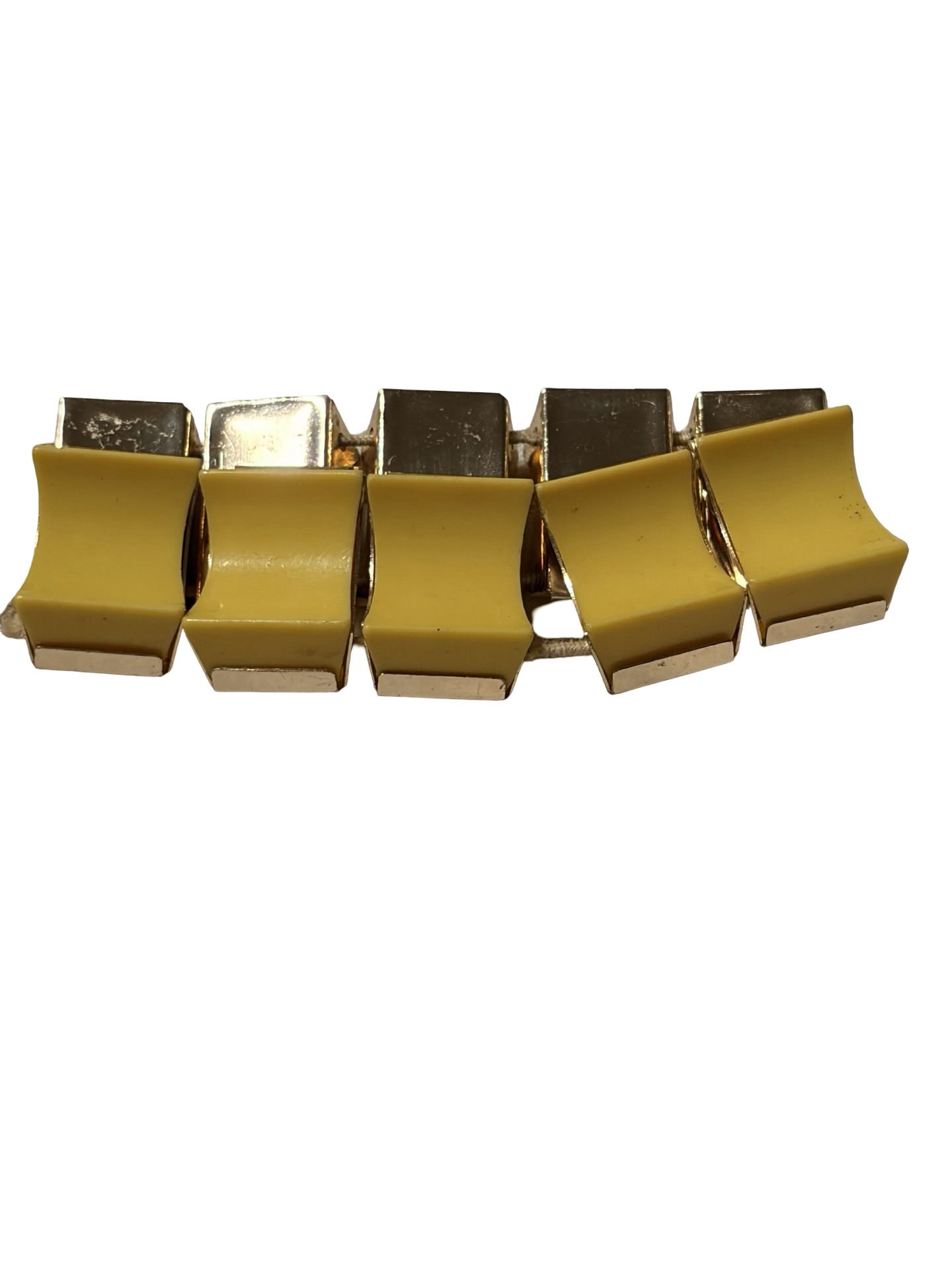 Vintage West Germany Yellow Lucite Geometric Stretch Bracelet Mid Century Modern
