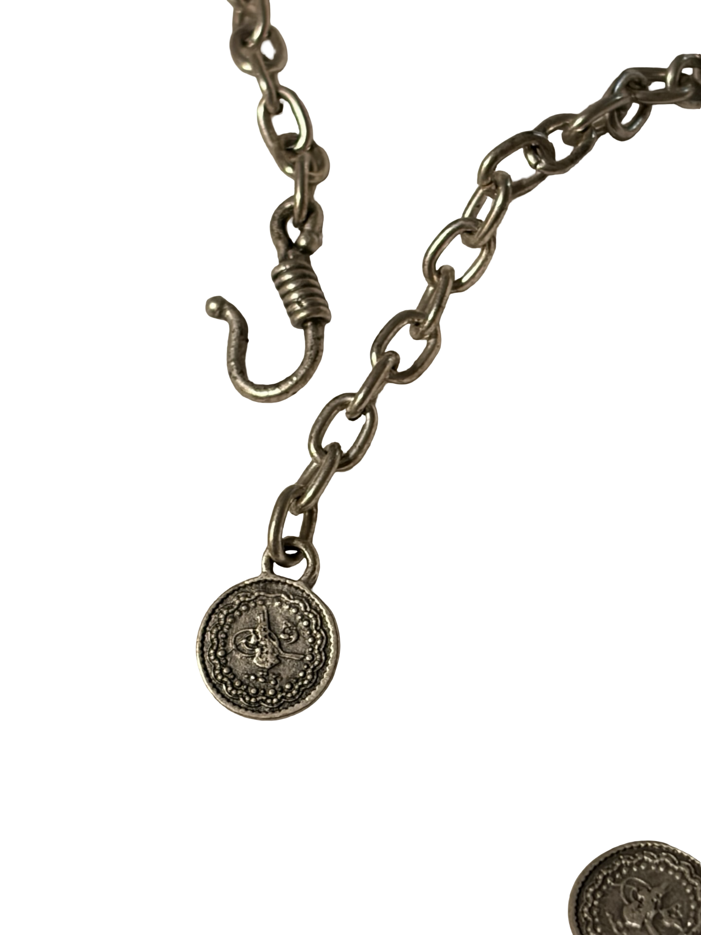 Vintage Silver Tone Turkish Coin Drape Necklace, Belly Dance / Boho Style