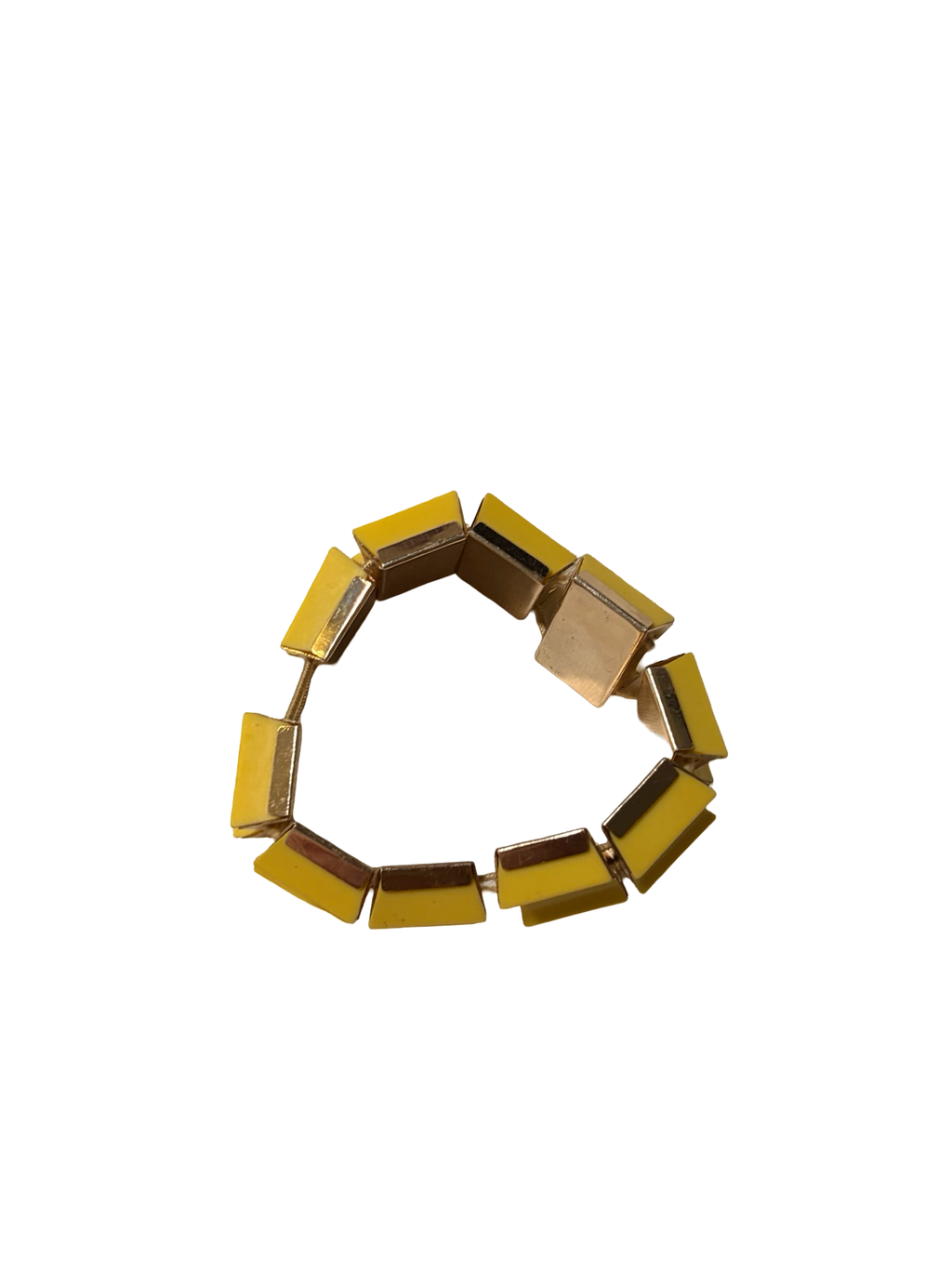 Vintage West Germany Yellow Lucite Geometric Stretch Bracelet Mid Century Modern