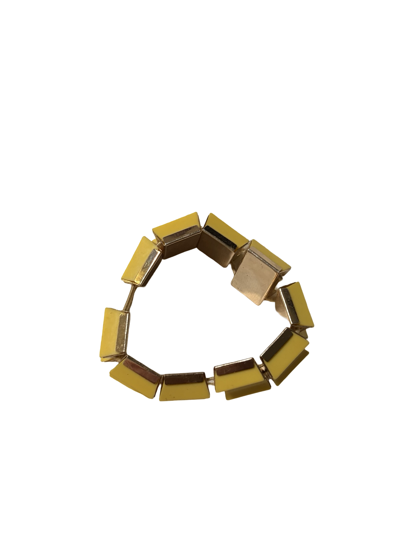 Vintage West Germany Yellow Lucite Geometric Stretch Bracelet Mid Century Modern