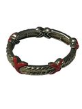 Vintage Silver-Tone &amp; Red Enamel leaf link bracelet