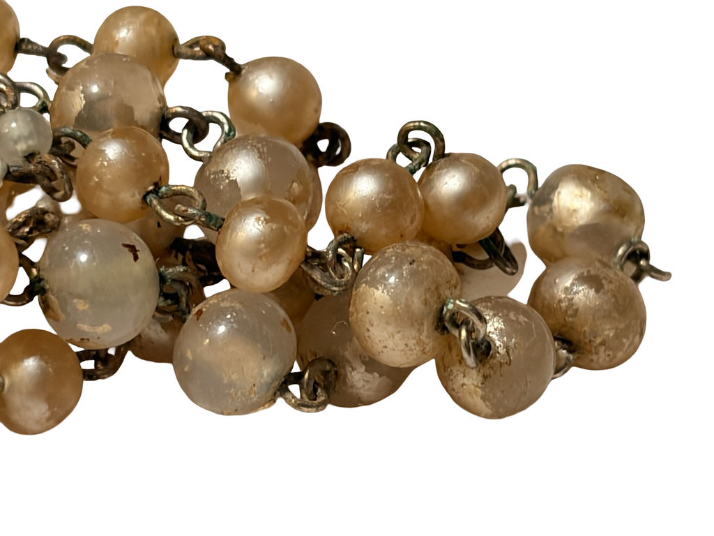 Vintage Multi Strand Faux Pearl Beaded Necklace Art Deco Style Bib Necklace