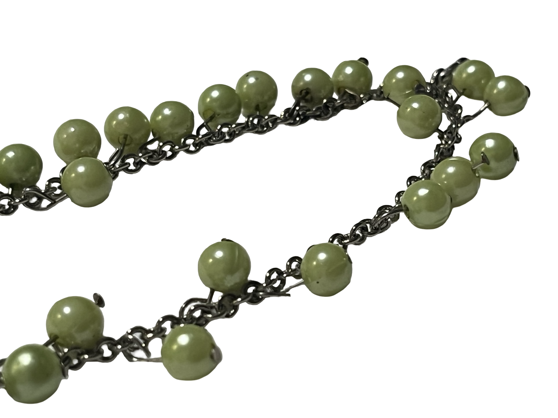 Vintage Green Bead Chain Necklace | Layered Dangle Statement Necklace that turns into a bracelet also