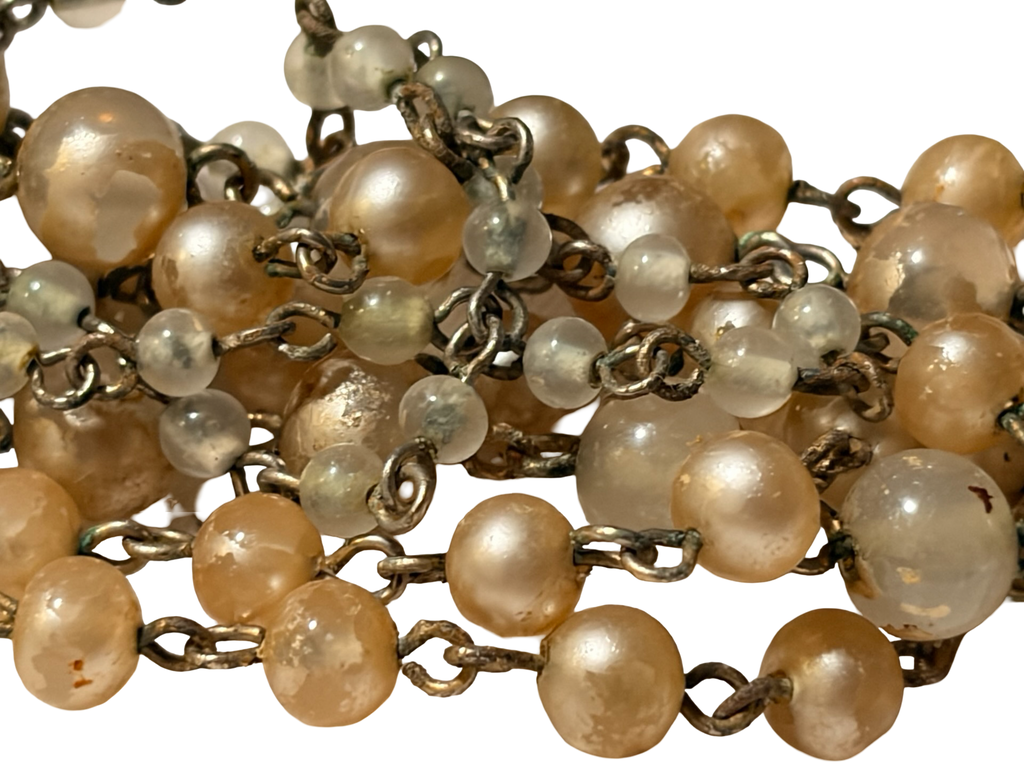 Vintage Multi Strand Faux Pearl Beaded Necklace Art Deco Style Bib Necklace