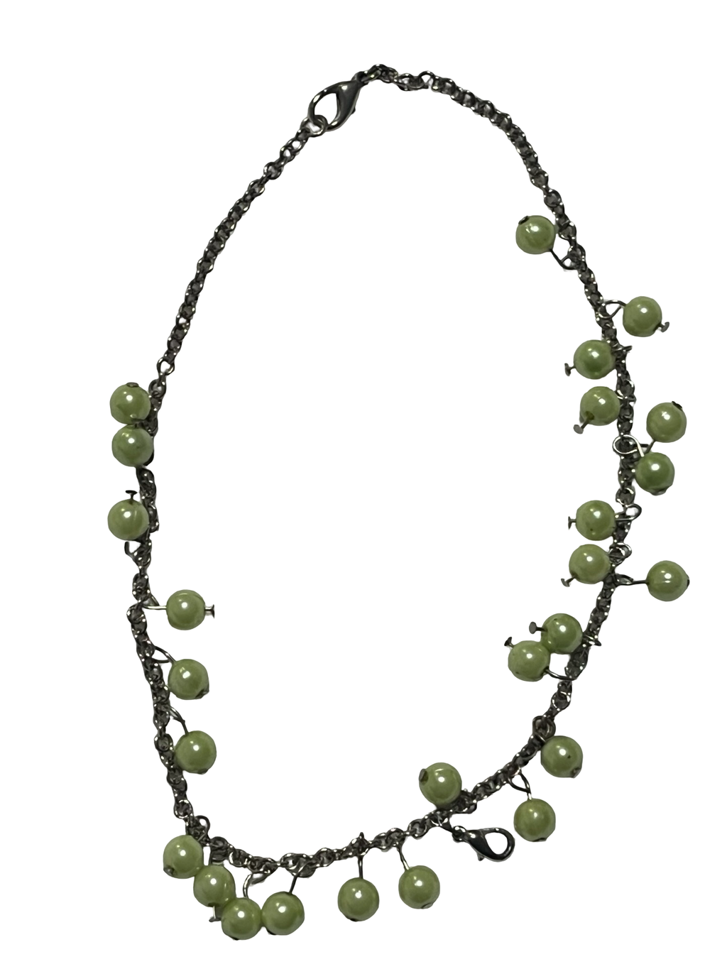 Vintage Green Bead Chain Necklace | Layered Dangle Statement Necklace that turns into a bracelet also