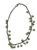Vintage Green Bead Chain Necklace | Layered Dangle Statement Necklace that turns into a bracelet also