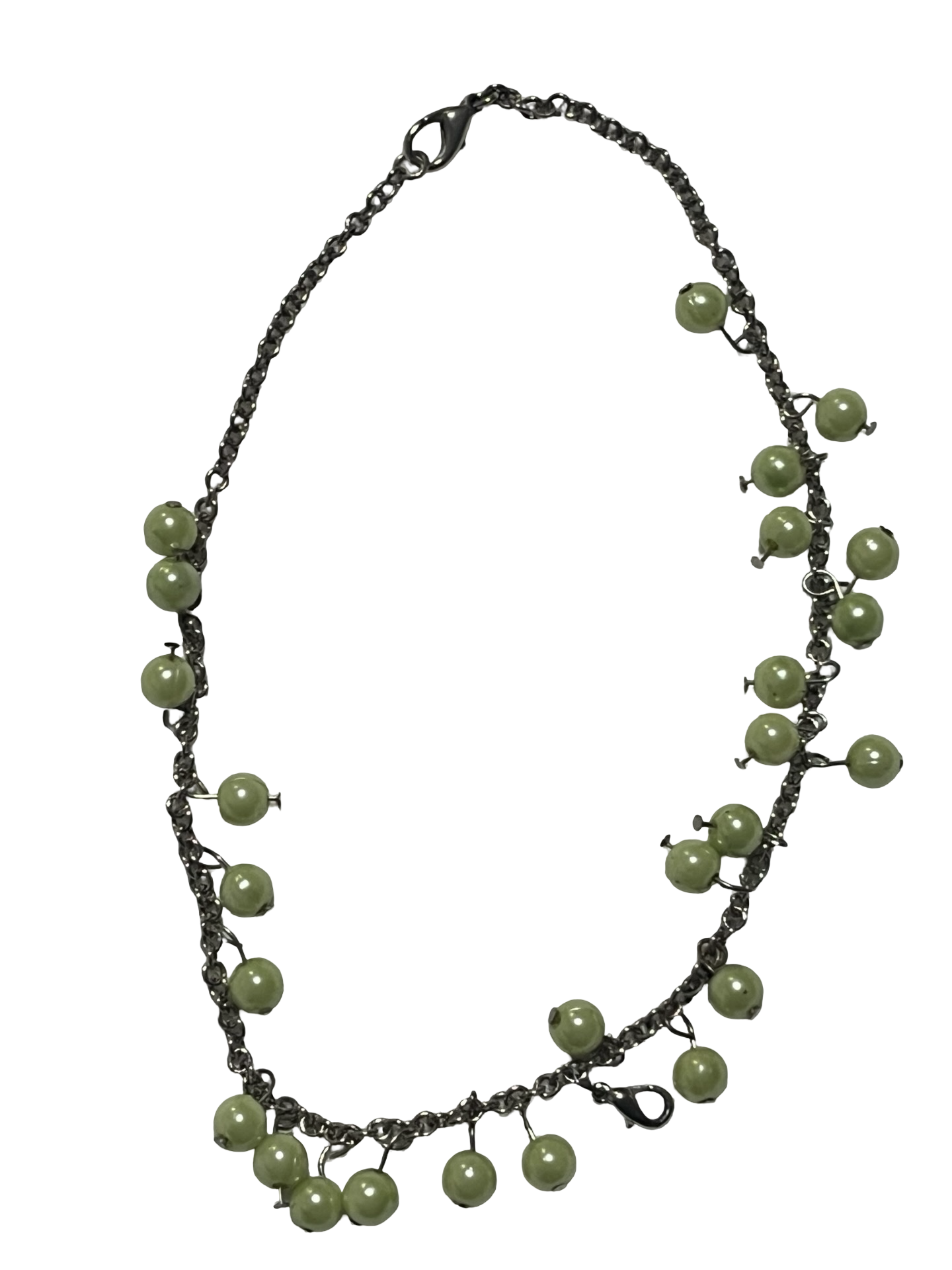 Vintage Green Bead Chain Necklace | Layered Dangle Statement Necklace that turns into a bracelet also