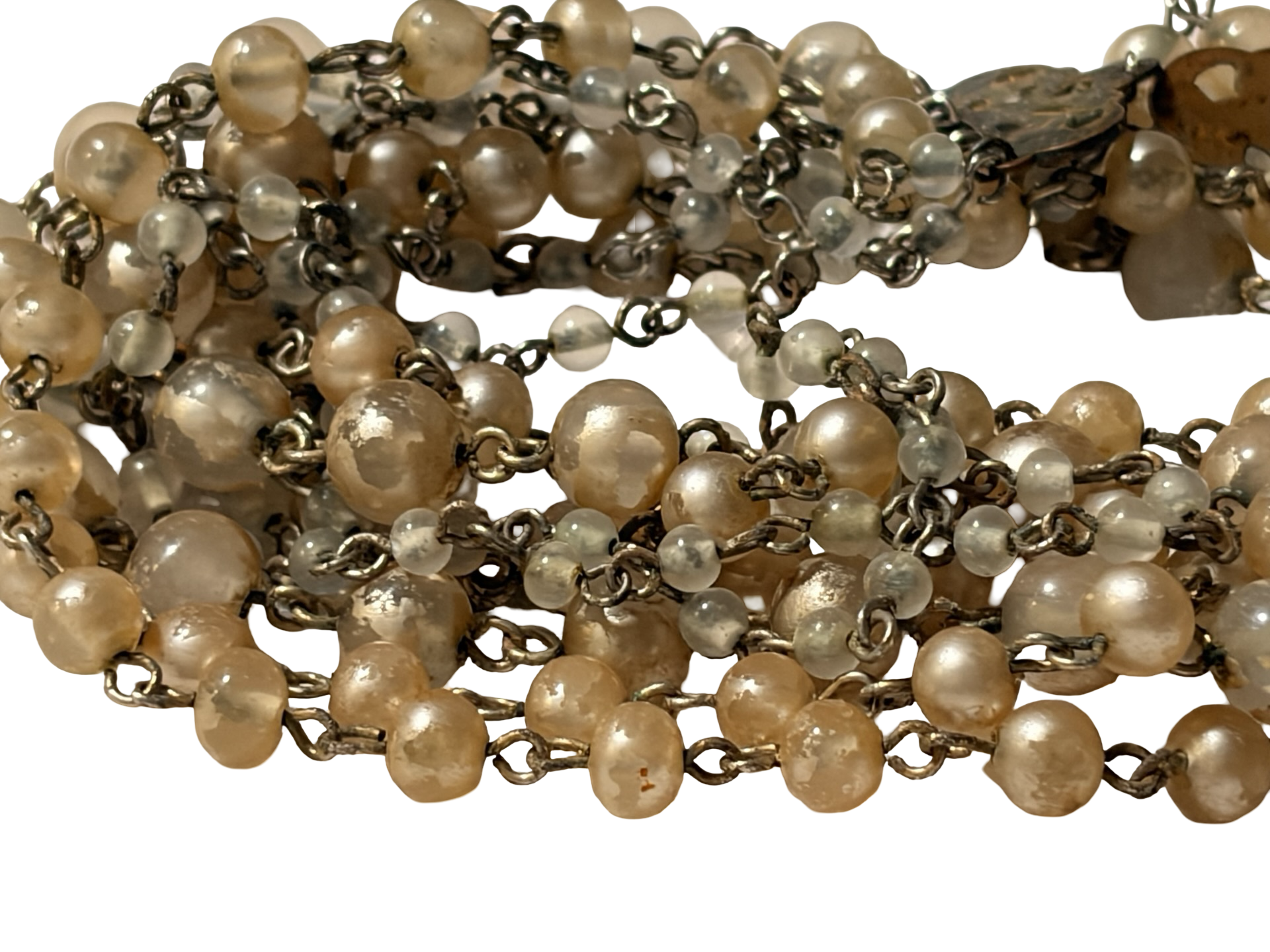 Vintage Multi Strand Faux Pearl Beaded Necklace Art Deco Style Bib Necklace