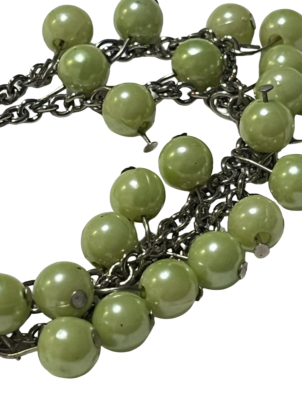 Vintage Green Bead Chain Necklace | Layered Dangle Statement Necklace that turns into a bracelet also