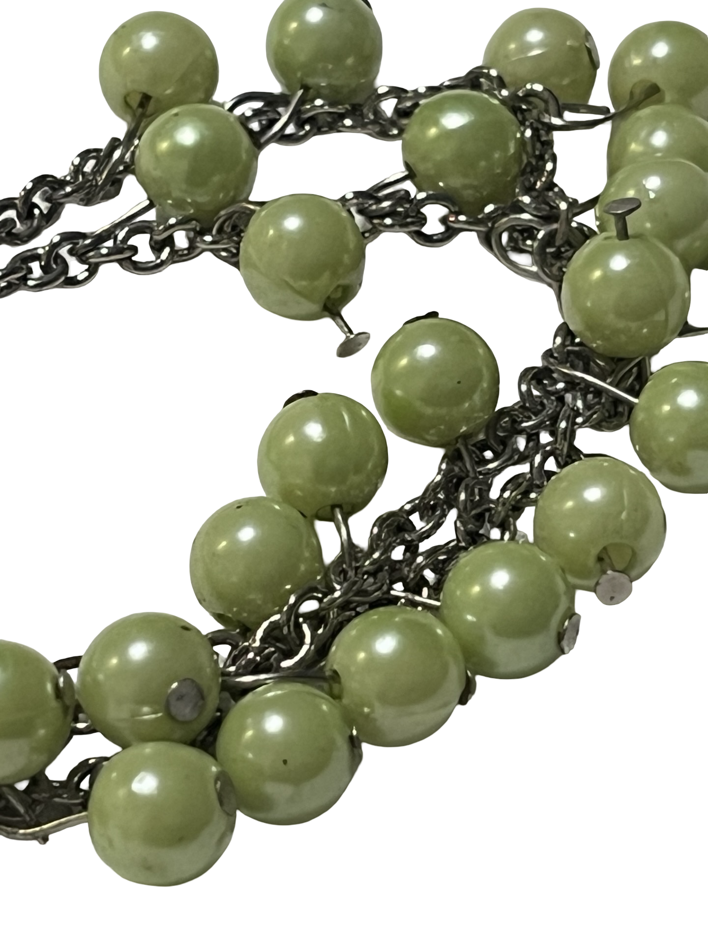 Vintage Green Bead Chain Necklace | Layered Dangle Statement Necklace that turns into a bracelet also