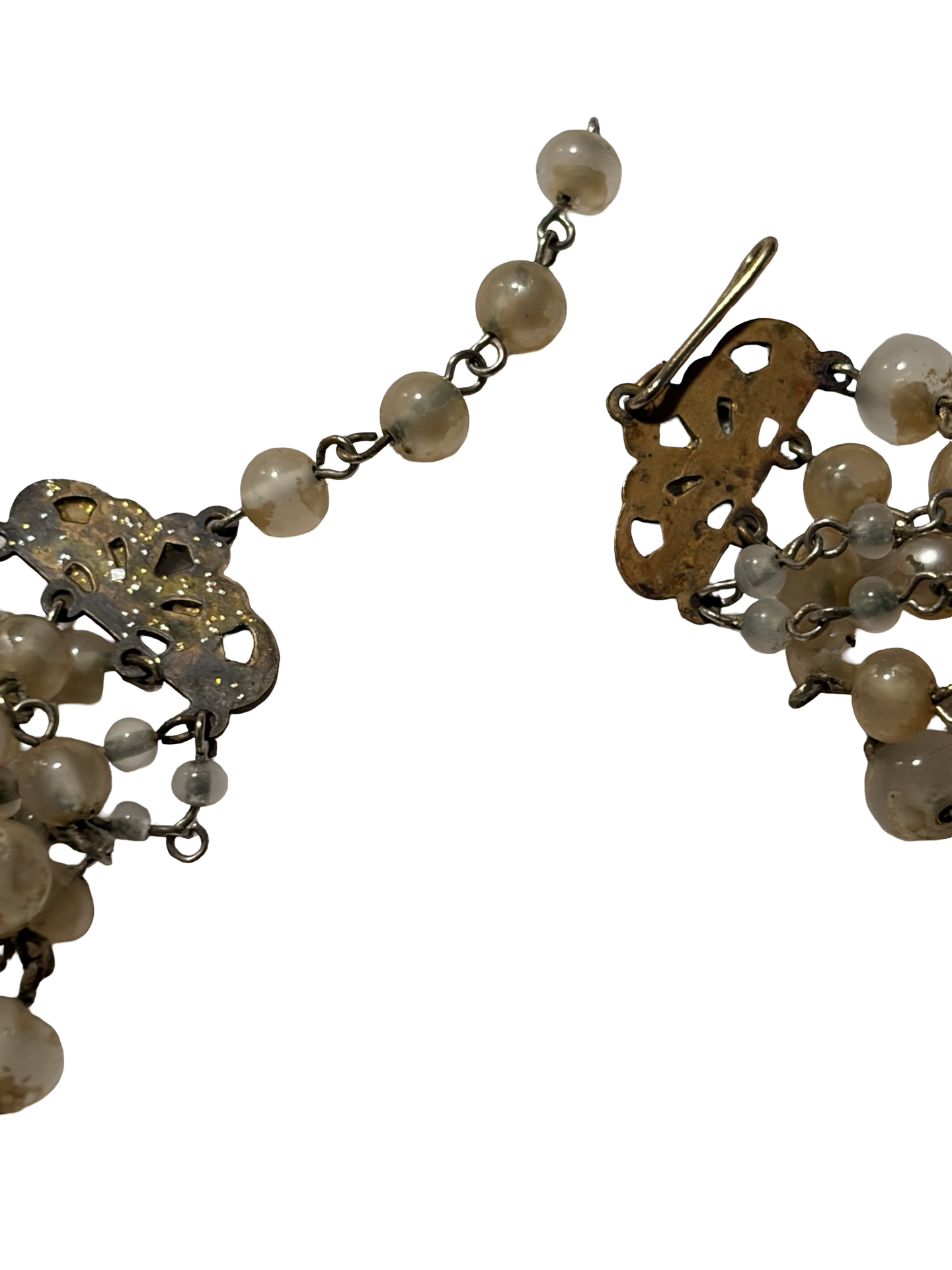 Vintage Multi Strand Faux Pearl Beaded Necklace Art Deco Style Bib Necklace