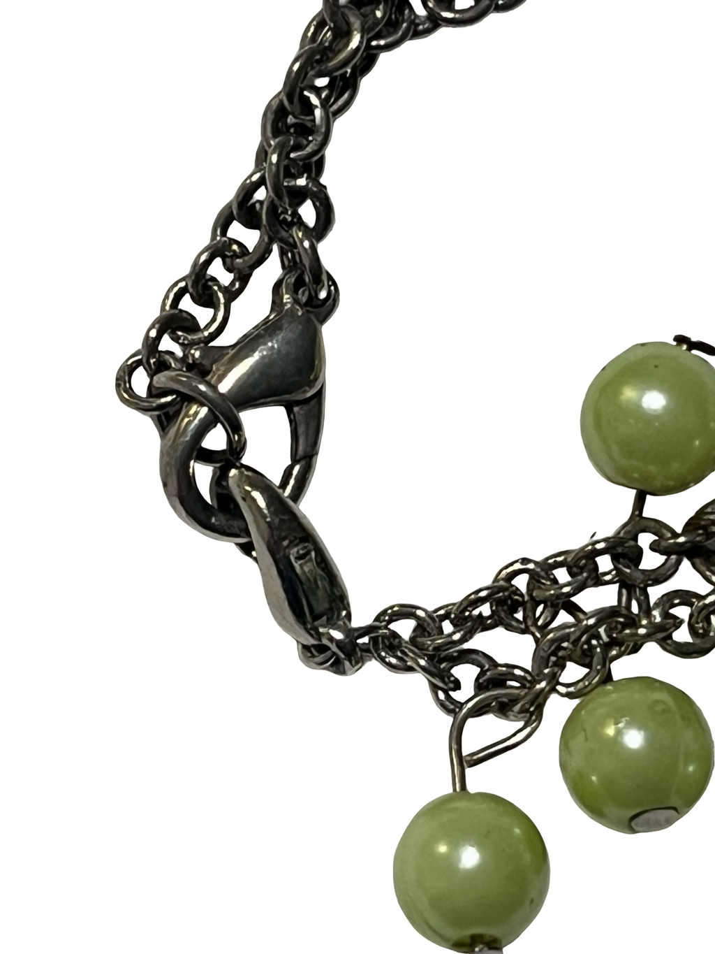 Vintage Green Bead Chain Necklace | Layered Dangle Statement Necklace that turns into a bracelet also