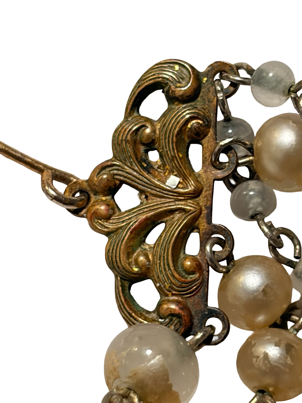 Vintage Multi Strand Faux Pearl Beaded Necklace Art Deco Style Bib Necklace