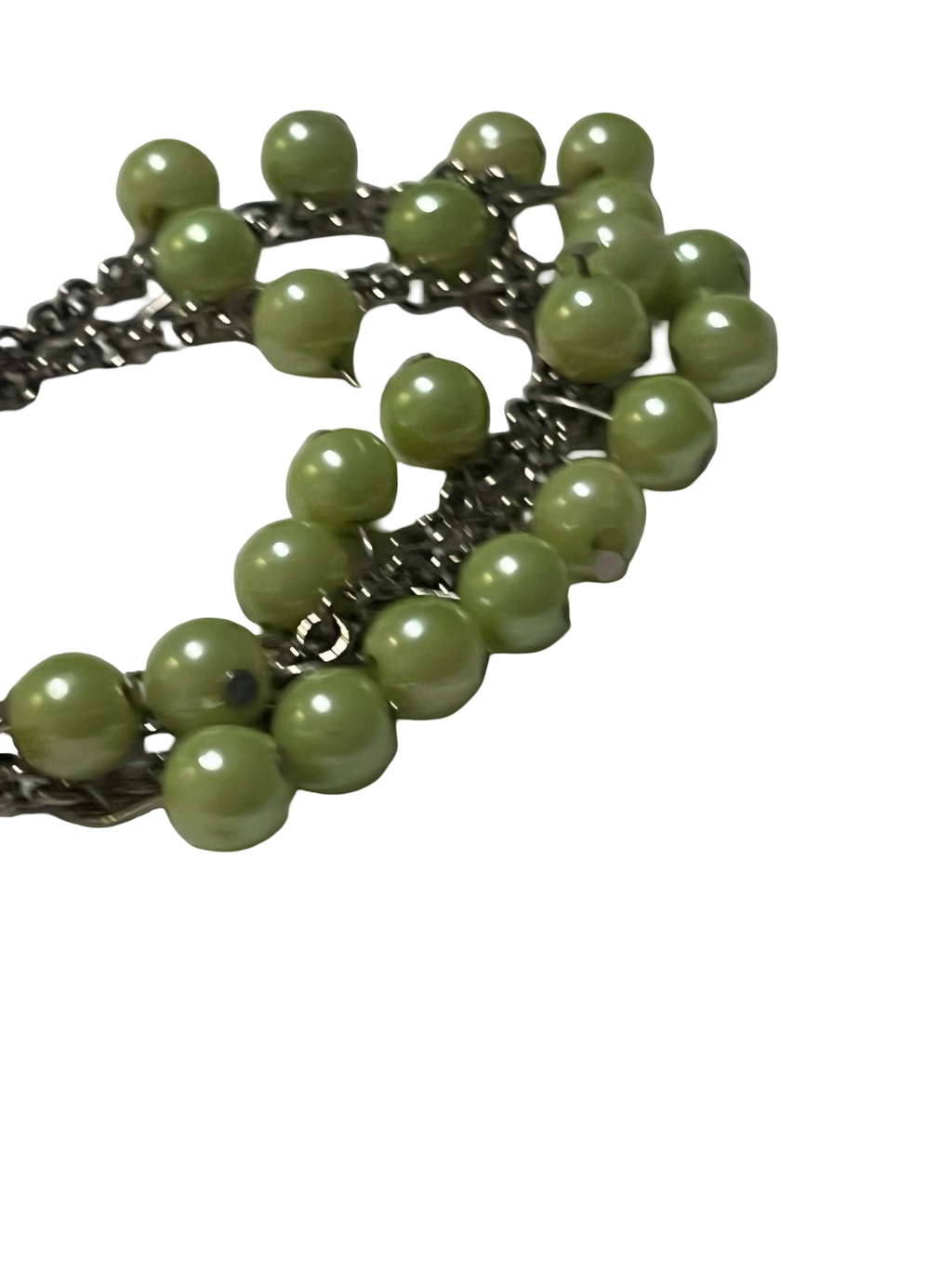 Vintage Green Bead Chain Necklace | Layered Dangle Statement Necklace that turns into a bracelet also
