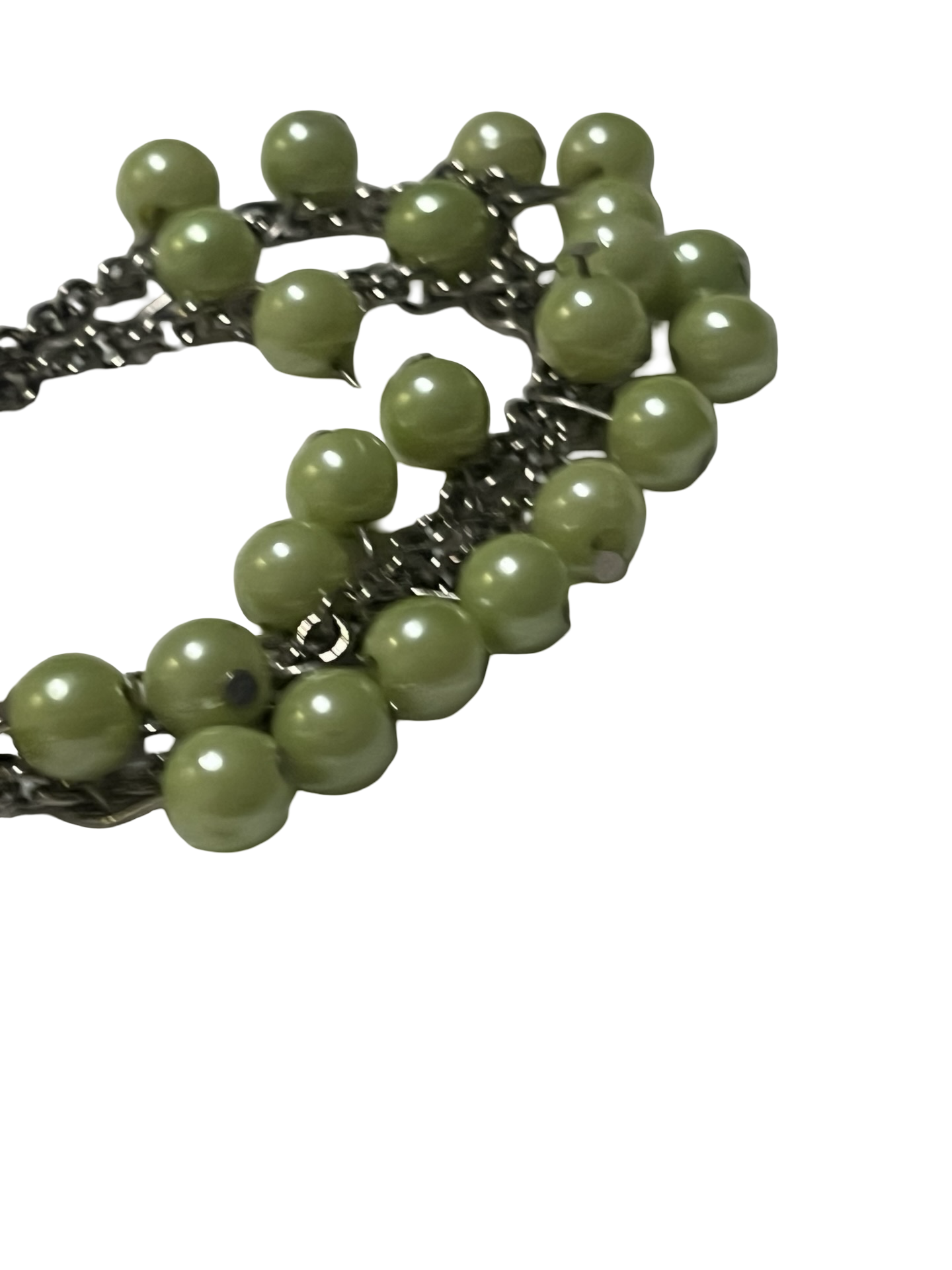 Vintage Green Bead Chain Necklace | Layered Dangle Statement Necklace that turns into a bracelet also
