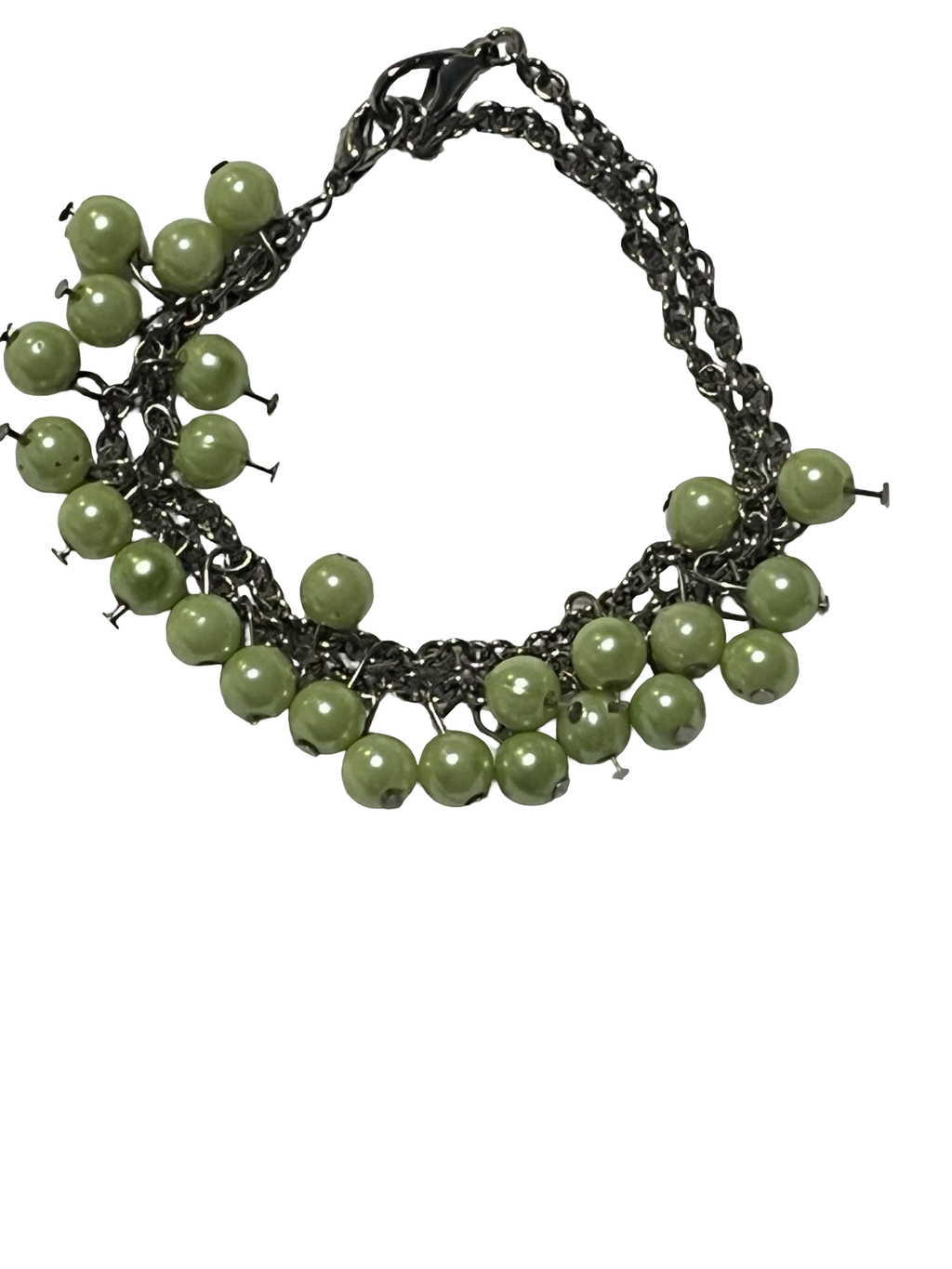 Vintage Green Bead Chain Necklace | Layered Dangle Statement Necklace that turns into a bracelet also