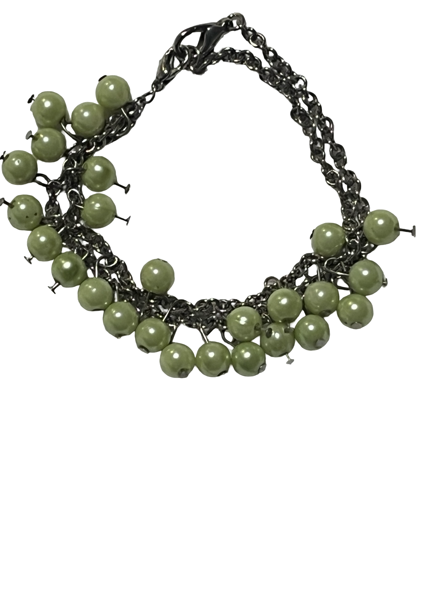 Vintage Green Bead Chain Necklace | Layered Dangle Statement Necklace that turns into a bracelet also
