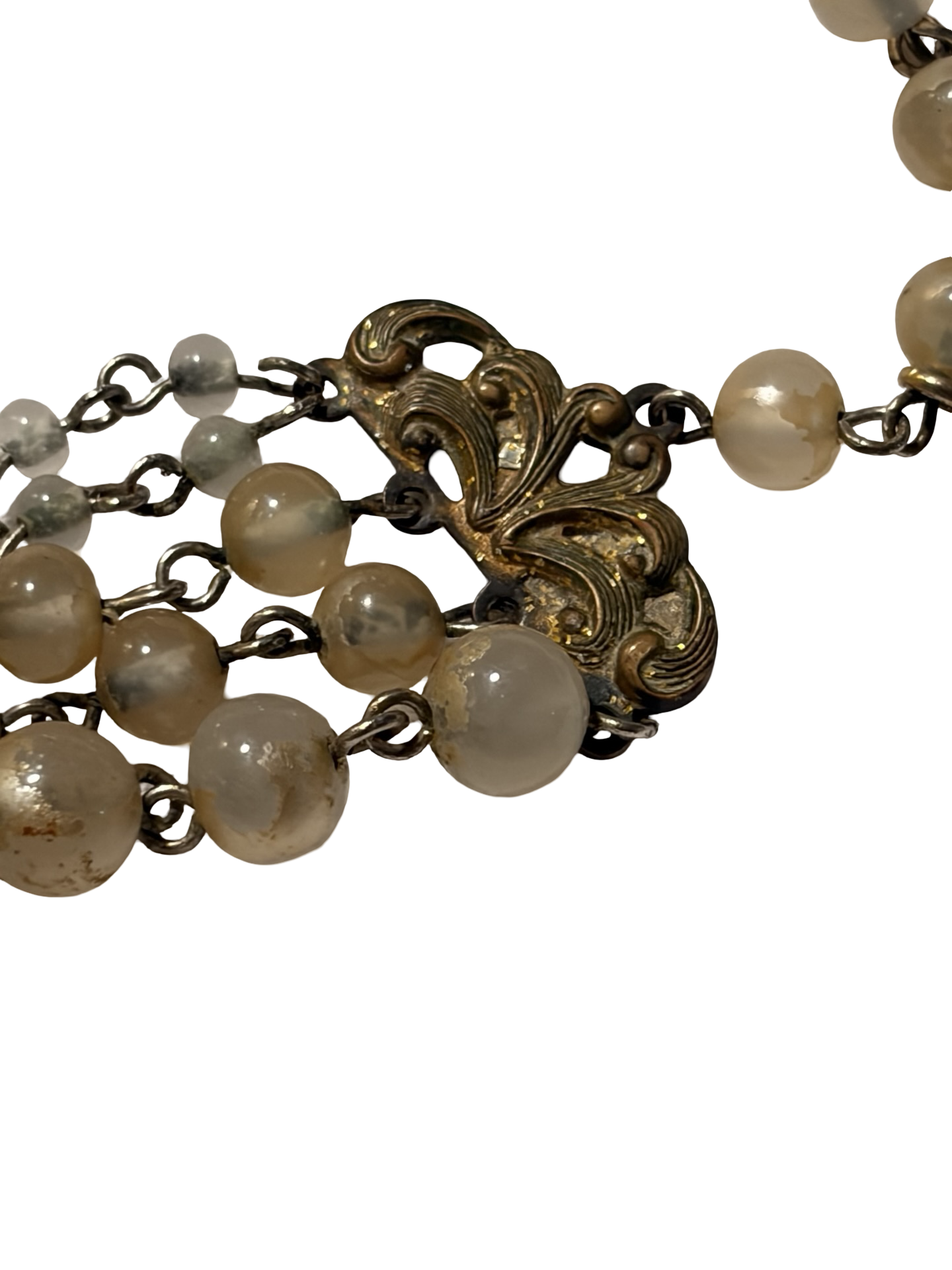 Vintage Multi Strand Faux Pearl Beaded Necklace Art Deco Style Bib Necklace